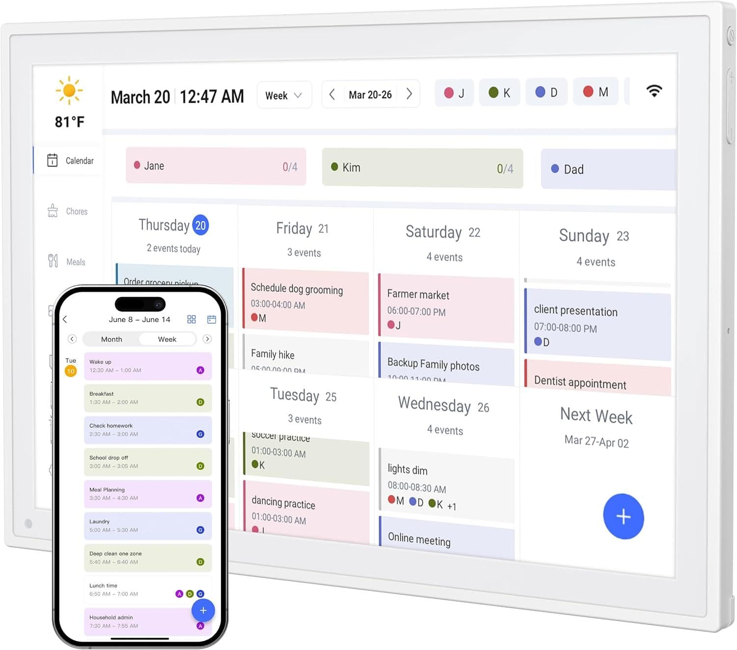 Digital Calendar, 10.1-inch Smart WiFi Electronic Calendar and Chore List, with HD touchscreen, perfect for family scheduling and instantly sharing memorable moments anytime, anywhere.