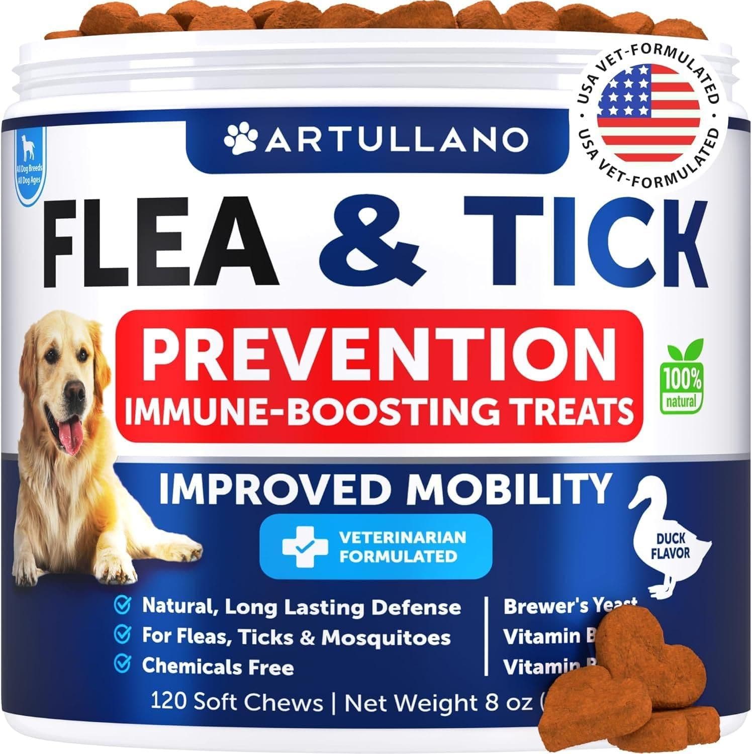 Flea and Tick Prevention for Dogs Chewable...