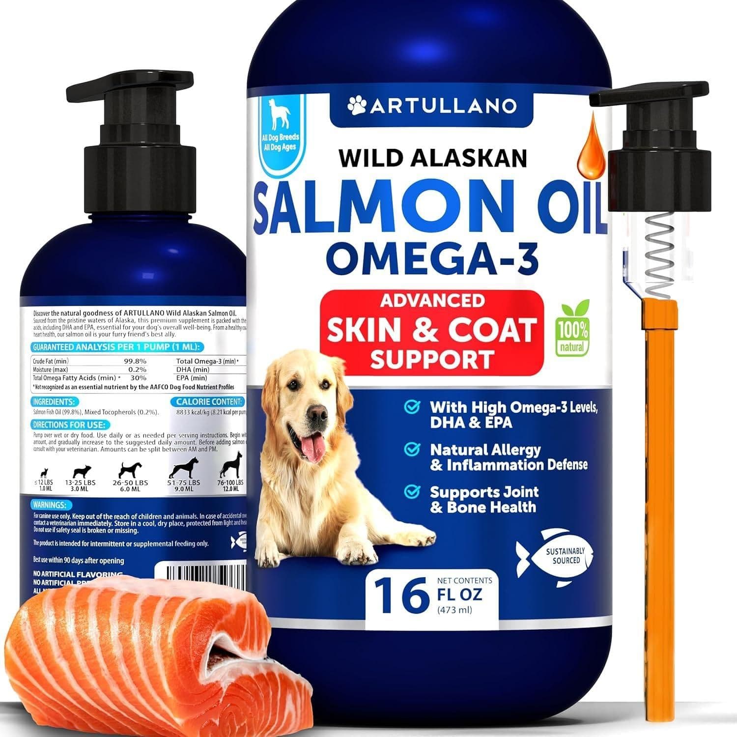 Salmon Oil for Dogs Omega 3 for Dogs 16 FL...