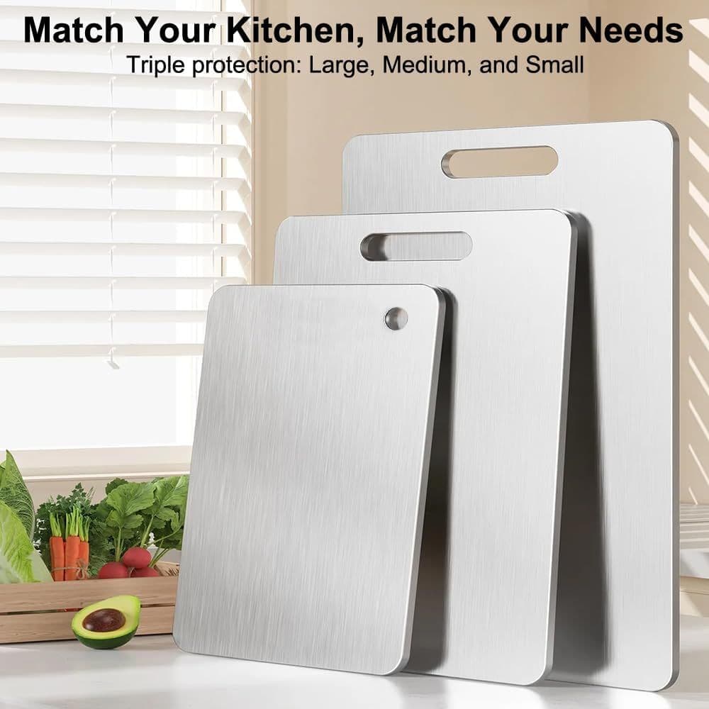 Titanium Cutting Board for Kitchen, Stainless Non Stick Chopping Board, Upgrade Double Sided Food-Grade Titanium Board for Kitchen for Meat Cheese Vegetable (Large)